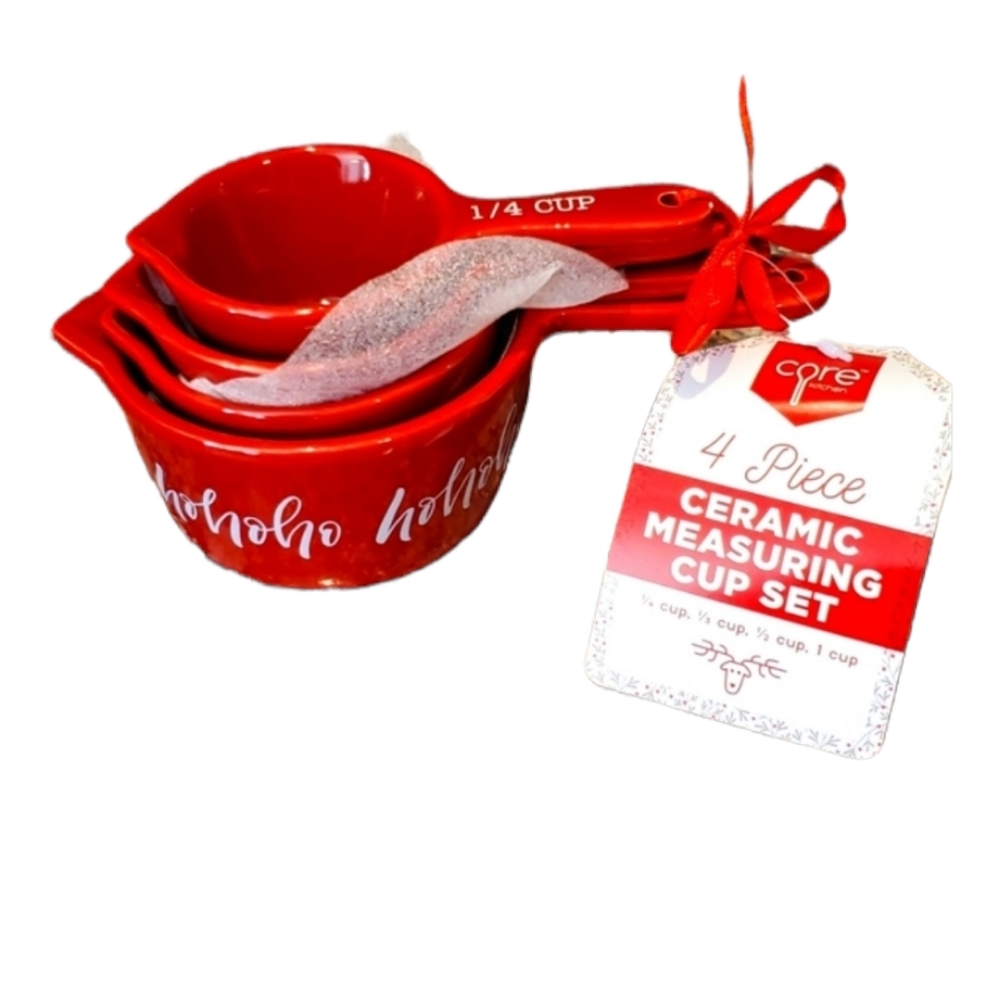 Core Kitchen Ceramic Measuring Cup Set 4 piece Christmas NWT